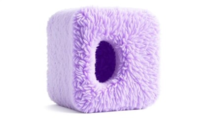 Soft Purple Furry Abstract Cube with Hollow Center
