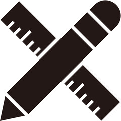 Fototapeta premium Pencil and Ruler Icon Representing Creativity, Measurement, and Design Tools
