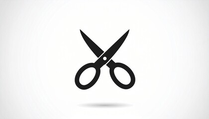 Fototapeta premium Black silhouette of scissors on white background symbolizing cutting, editing, and universal tool representation