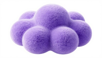 Purple fuzzy cloud pillow 3D render isolated on white background