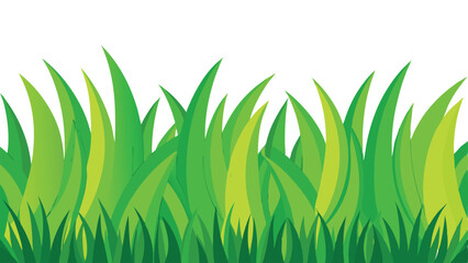 Vibrant seamless vector border illustration of fresh green grass, perfect for spring nature designs, growth themes, and decorative page elements