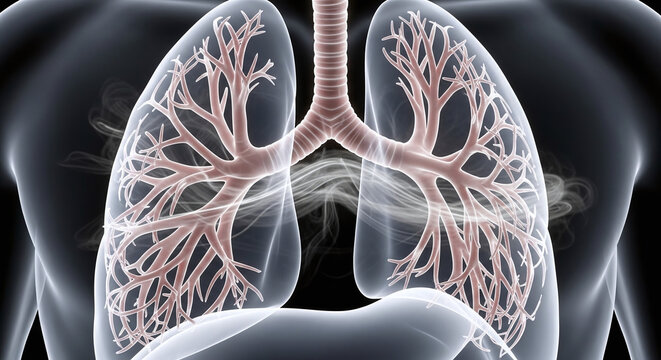 Human Lungs and Trachea with Diaphragm Medical Anatomy