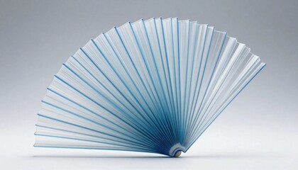 Blue white glass pages fan book 3D render