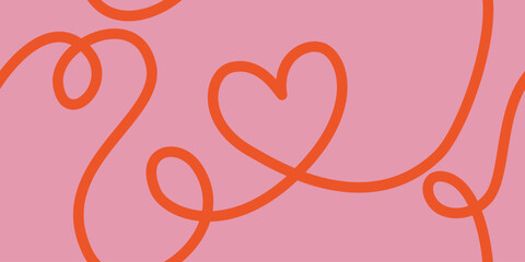 Bezszwowy wzór. Czerwone serce na różowym tle - romantyczny design walentynkowy. © Monika