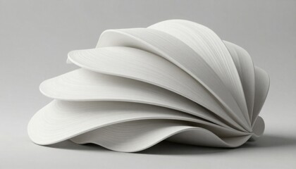 White layered wave sculpture abstract 3D render
