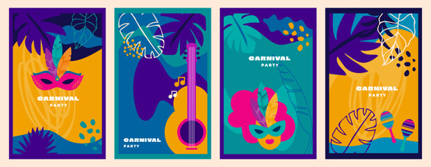 Obraz premium Brazilian Carnival, music festival, masquerade flyer template set