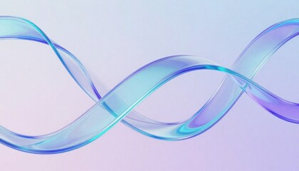 Abstract blue purple glass wave flowing 3D render