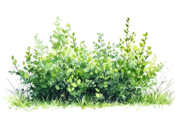 Obraz premium Green bushes illustration watercolor plants.