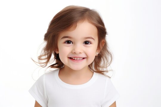 Girl kindergarten portrait smiling teeth.