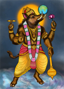 hand drawn digital art of lord varaha