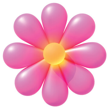 Pink and yellow flower. Realistic 3D rendering, isolated on a white background