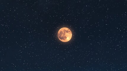 Stunning Full Moon Illuminating a Starry Night Sky with Twinkling Stars and Celestial Beauty