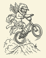 Obraz premium Cherub BMX Stunt Rider Vintage Illustration