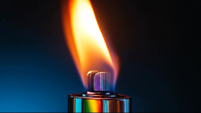 A close-up of a lighter flame showcasing vibrant colors and warmth.