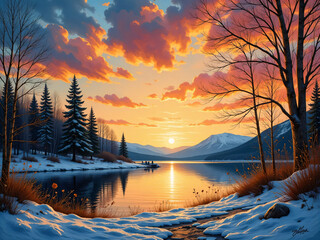 sunset in the mountains