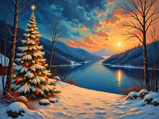 christmas tree in the mountains