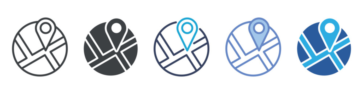 Street Maps icon set multiple style collection