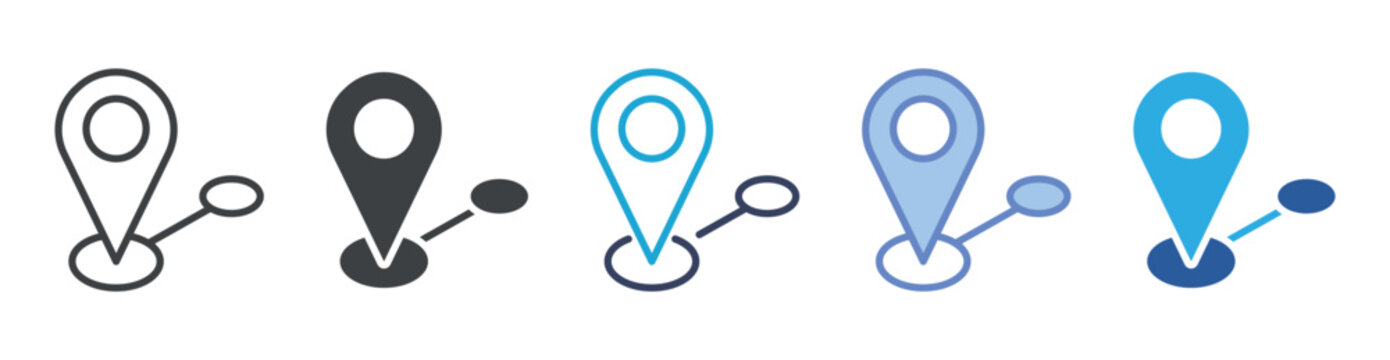 Location icon set multiple style collection