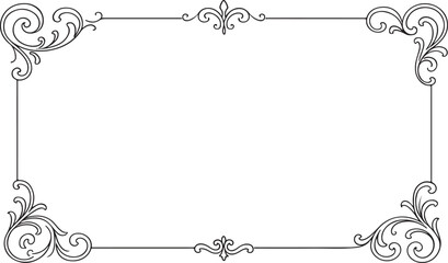 Fototapeta premium Elegant Black Ornate Border Frame Design For Wedding Invitation Greeting Card Luxury Vintage Certificate Background