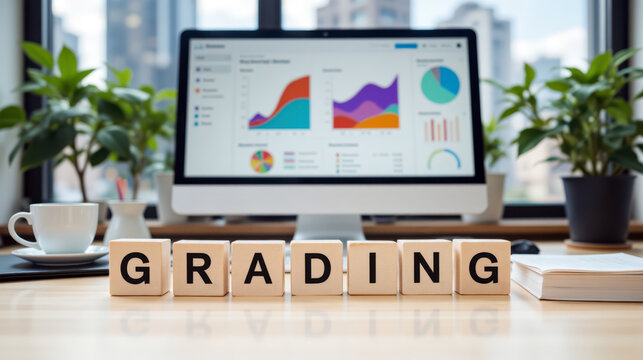 Educational grading system evaluation and business performance assessment involve systematic data analysis of student test scores or corporate productivity metrics for professional review