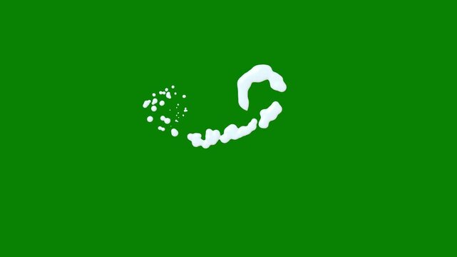 Liquid line pop burst animation with comic splash motion, abstract liquid waves, milk flow highlights, bubble trails, and bouncing ball accents over a green screen background in 2d 4k