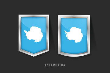 Fototapeta premium Vector Illustration of Antarctica Label Logo. Antarctica Badge Sign Antarctica With Flag, Antarctica Product Label Banners Template