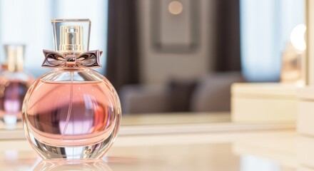 Elegant Pink Perfume Bottle with Bow Accent