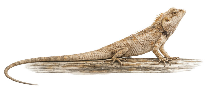 Asian Garden Lizard Watercolor, Isolated PNG