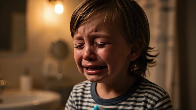 Emotional toddler's bedtime routine: from tears to calm in the bathroom