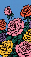 Vibrant floral pop art mobile wallpaper