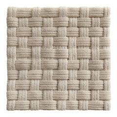 Beige woven fabric texture square pattern isolated on Transparent Background