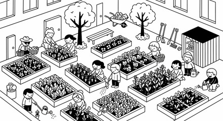 Children Planting and Tending to Plants.