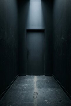 Porta del mistero con impronta significativa a terra, metafora per fuoriuscire dalle tenebre