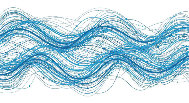 Complex blue wave lines isolated on transparent background