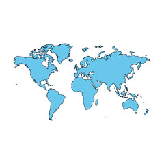 Obraz premium Stylized World Map Illustration in Blue with Clean Lines