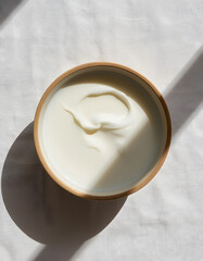 Milk minimal flat lay with sunlight