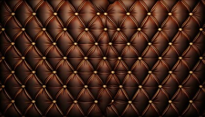 Fototapeta premium Elegant Brown Leather Upholstery with Button Tufting Texture.