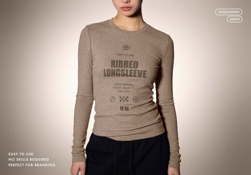 Women's Ribbed Longsleeve Mockup
