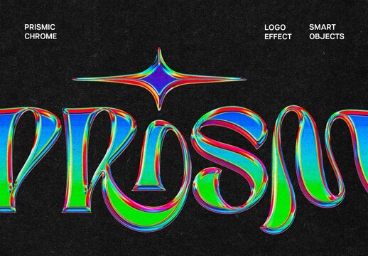 Prismic Chrome Logo Effect Mockup