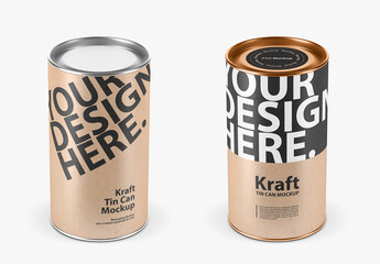 Kraft Paper Tube Mockup with metal lid