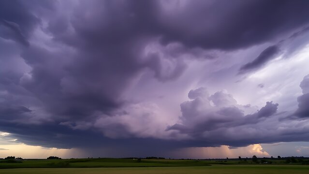 midgard. Dark purple storm clouds gathering before rainfall, dramatic sky formation, natural weather phenomenon. travel magazines, destination branding, designed for travel destination branding.