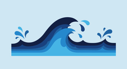 Stylized ocean wave illustration with splashing water.