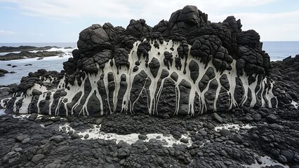 Volcanic Rock Formation with Lava Flow.