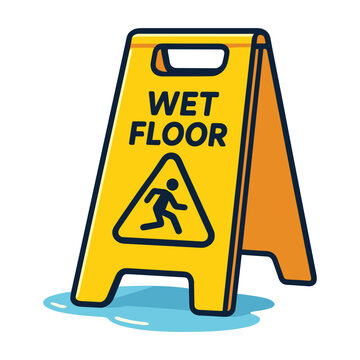 Yellow Wet Floor Safety Sign Standing
