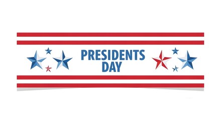 Presidents Day Banner with Stars and Stripes on White Background