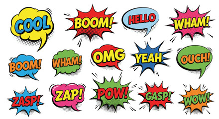 Fototapeta premium Comic book speech bubbles with various expressions