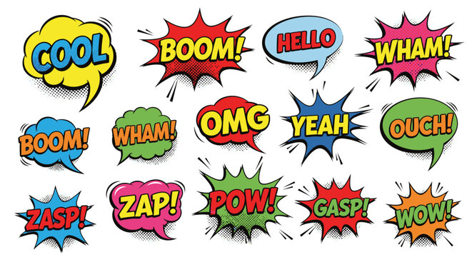 Comic book speech bubbles with various expressions