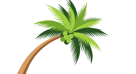 Fototapeta premium Vibrant cartoon coconut tree swaying on a sunny tropical beach