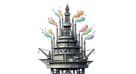 Fantasy Castle Tower with Colorful Flags. © sedot