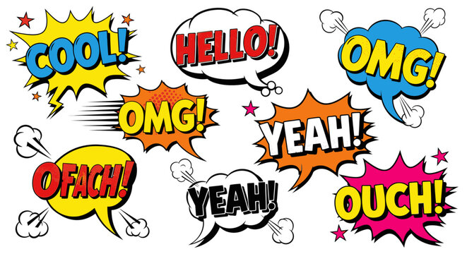 comic book speech bubbles with expressions
